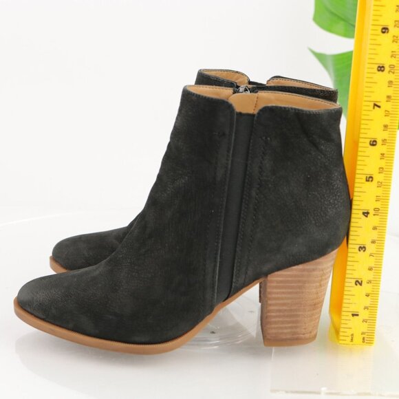 Franco Sarto Womens Dipali Boot Size 7 Black Leather Block Heel Bootie Comfy - Picture 7 of 11